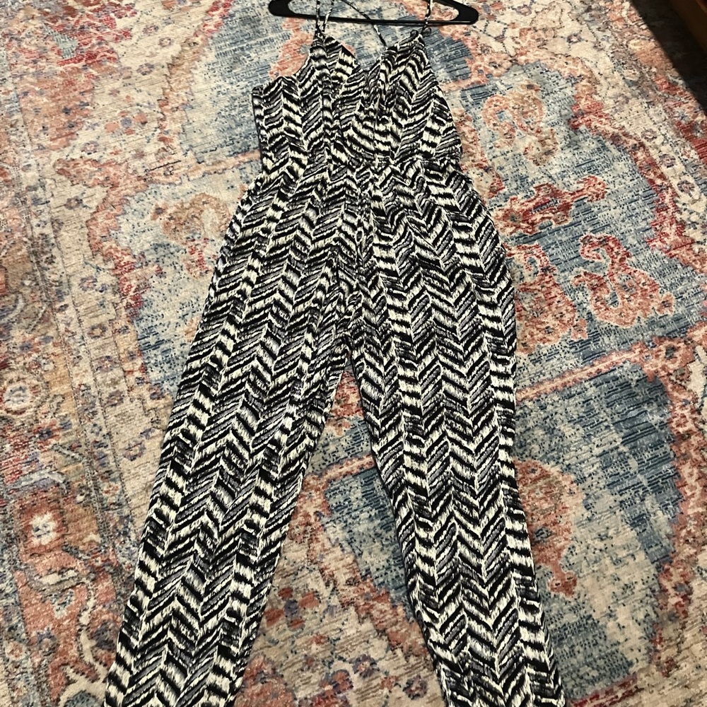 Posh Black and White Patterned Jumpsuit